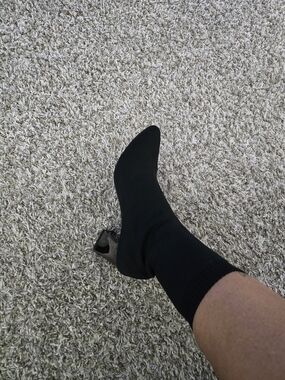 Black Stretch Sock Boot with Block Heel - Men Underwear & Socks